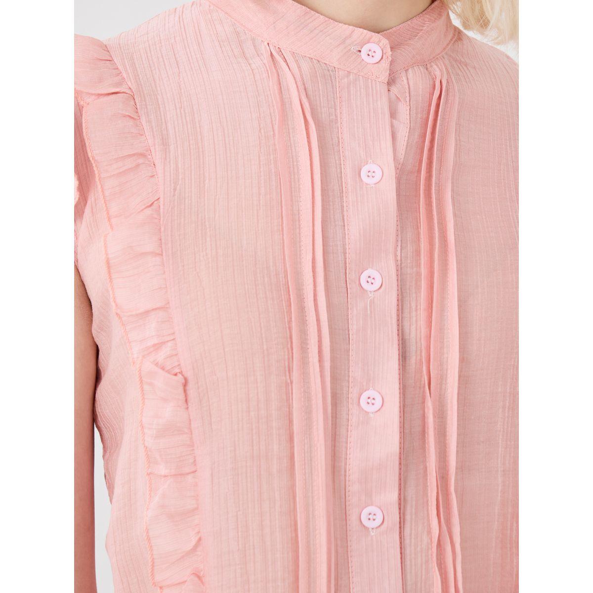 Styli Ruffled Sleeveless Mandarin Collar Shirt-women-clothing-shirtsandblouses-shirts-image-3