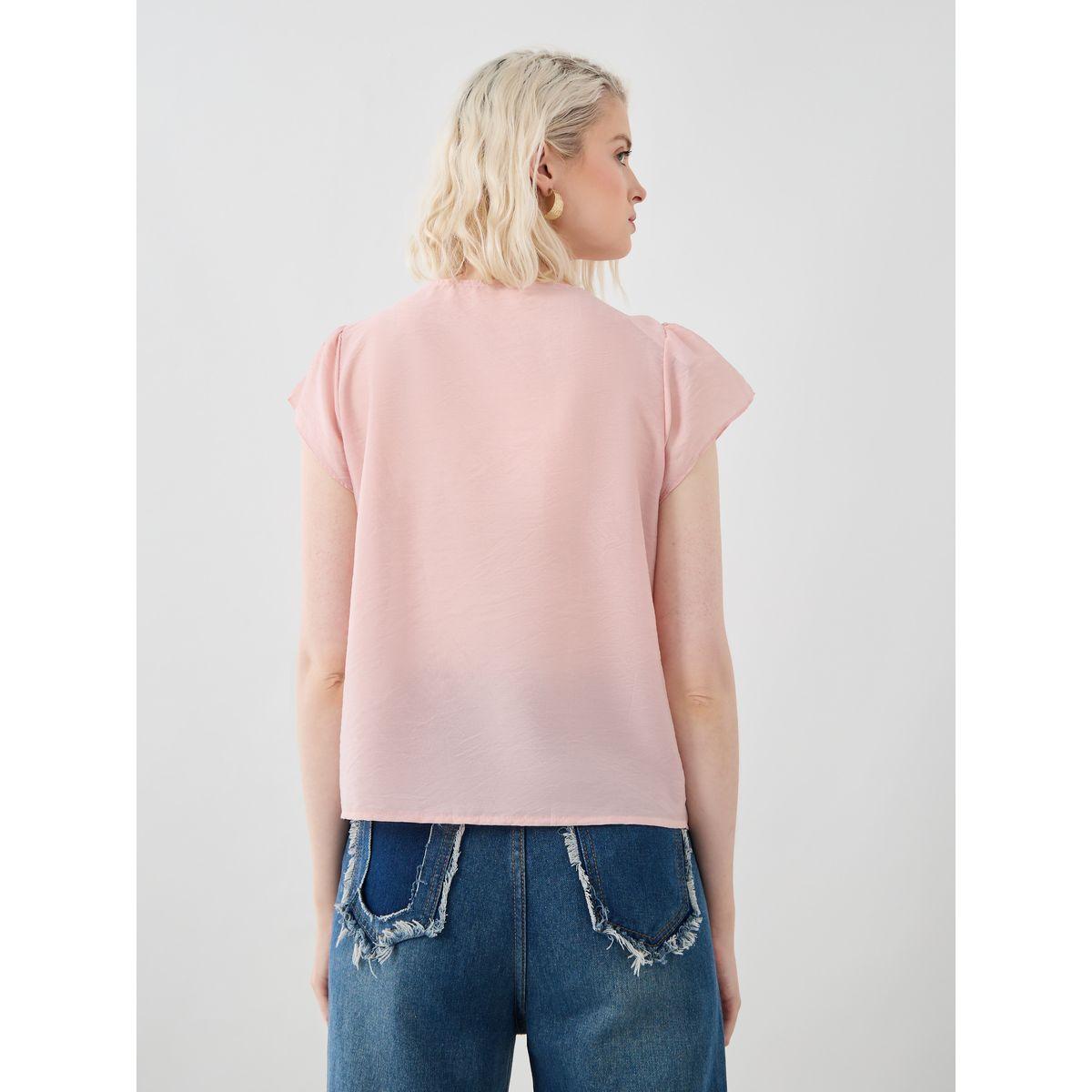 Styli Beaded Embellished Pleated Short Sleeve Top-women-clothing-shirtsandblouses-blouses-image-5