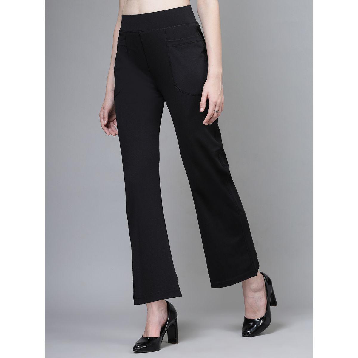 PAUSE Women Black Solid High-Rise Flared Pants with Pockets-women-clothing-bottoms-trousers-image-2