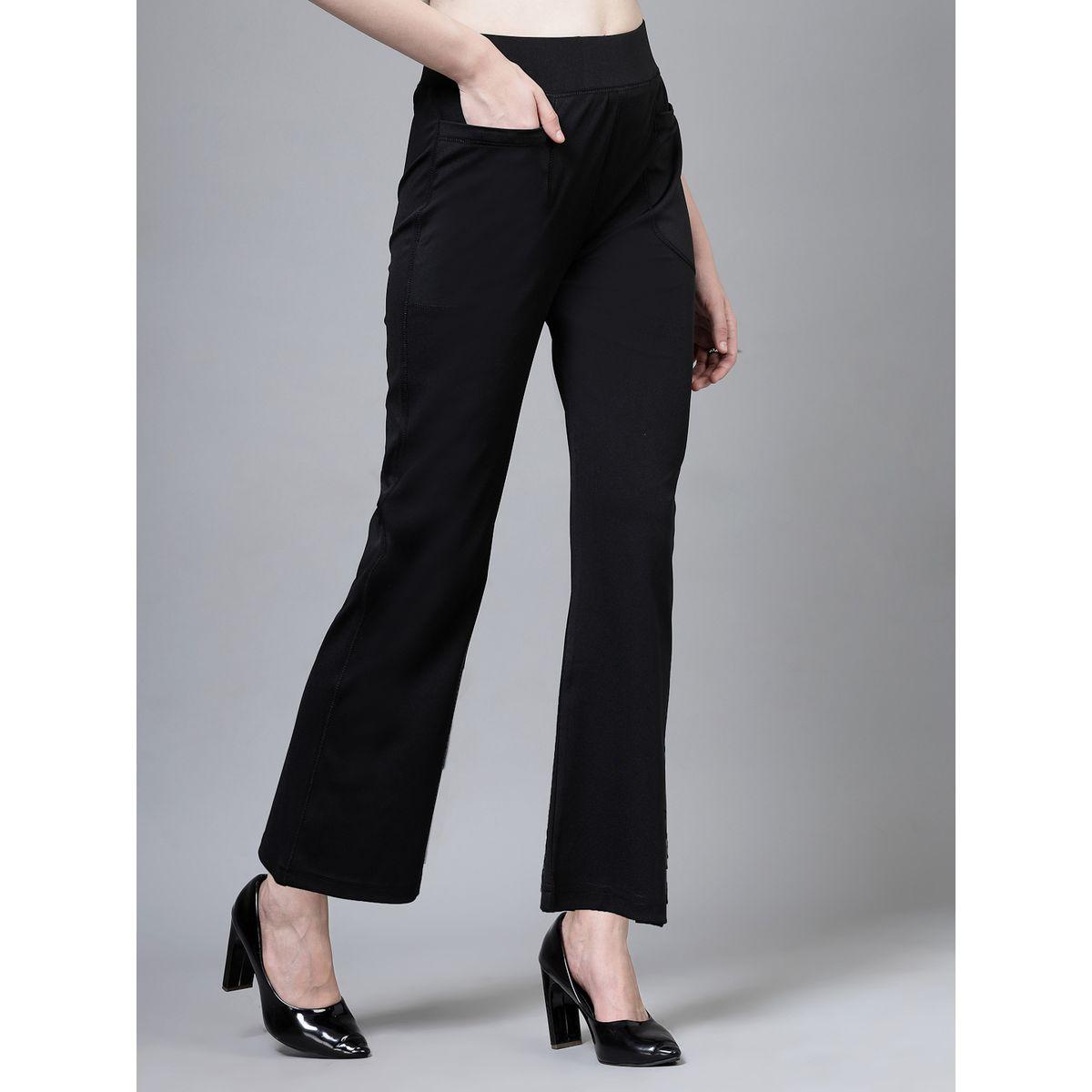 PAUSE Women Black Solid High-Rise Flared Pants with Pockets-women-clothing-bottoms-trousers-image-3