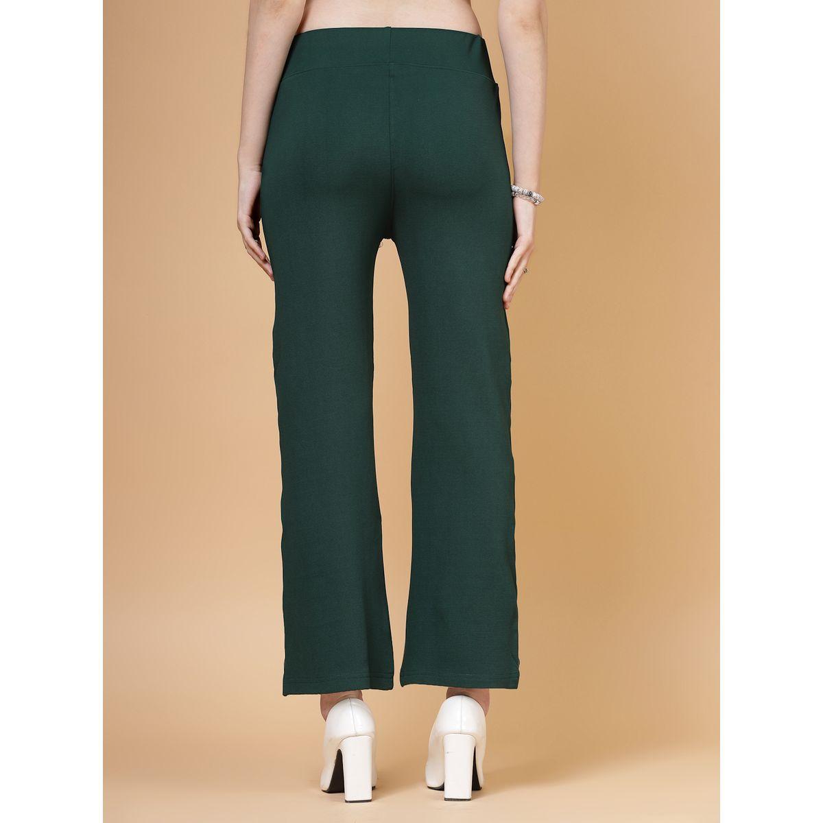 PAUSE Women Green Solid High-Rise Flared Pants-women-clothing-bottoms-trousers-image-4