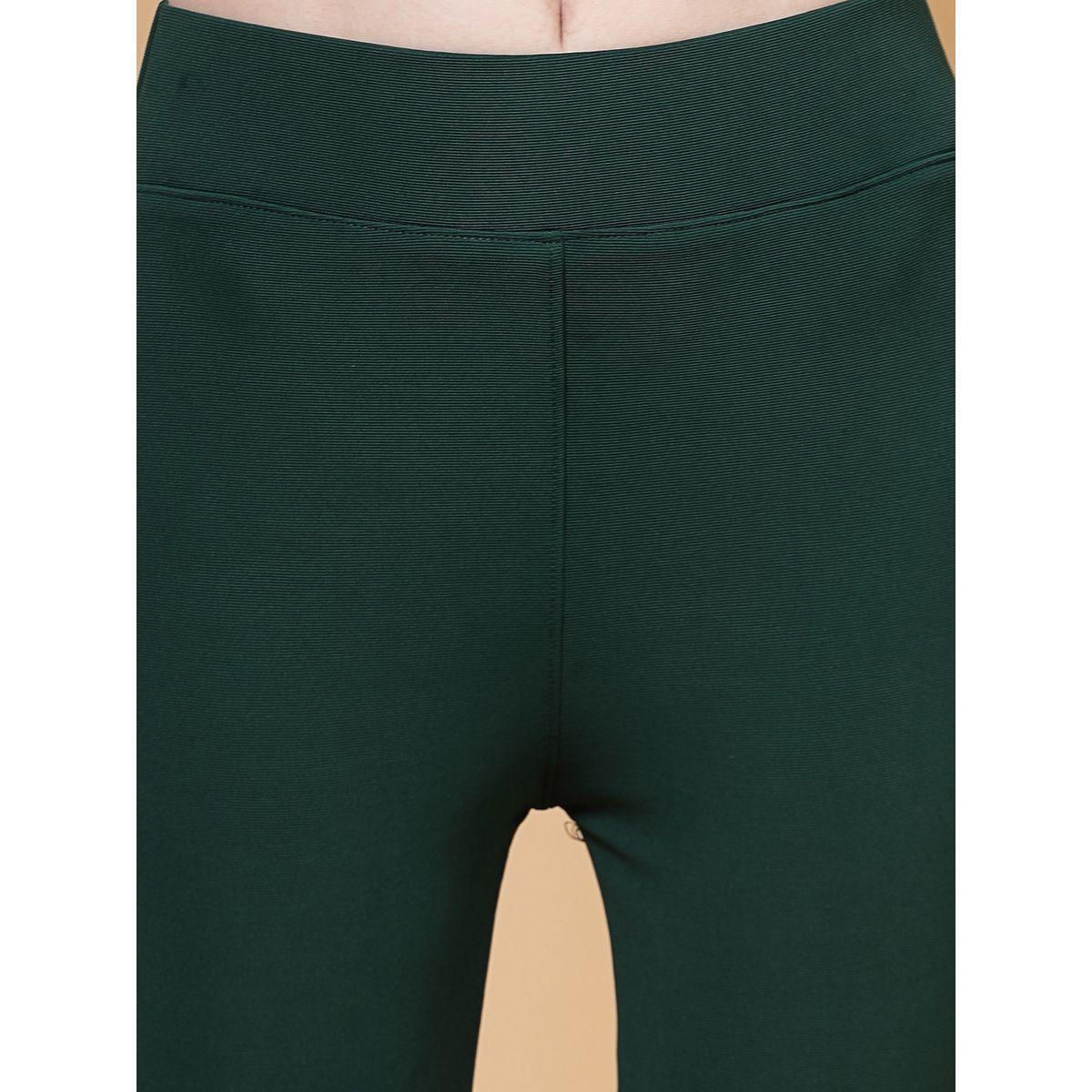 PAUSE Women Green Solid High-Rise Flared Pants-women-clothing-bottoms-trousers-image-5