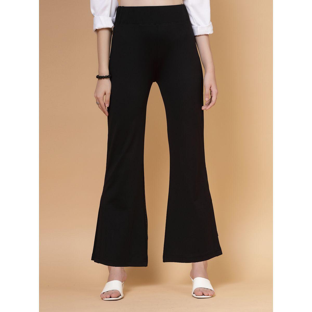 PAUSE Women Black Solid High-Rise Flared Pants-women-clothing-bottoms-trousers-image-1