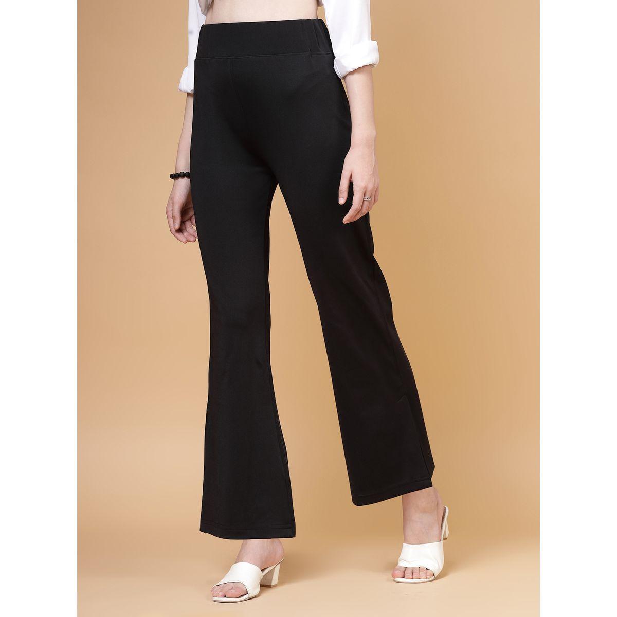 PAUSE Women Black Solid High-Rise Flared Pants-women-clothing-bottoms-trousers-image-2