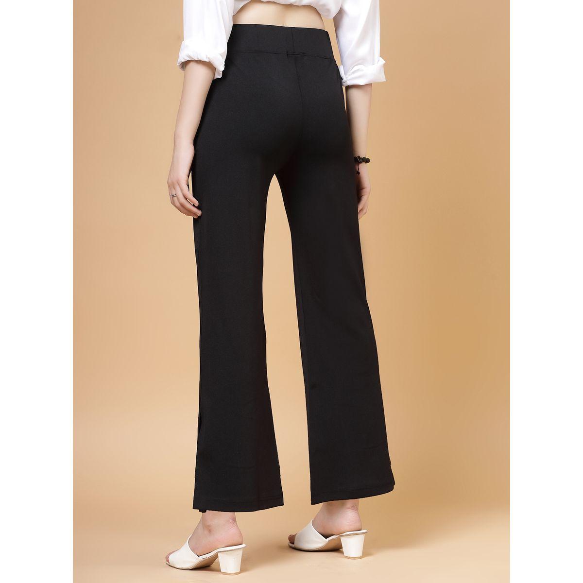 PAUSE Women Black Solid High-Rise Flared Pants-women-clothing-bottoms-trousers-image-4