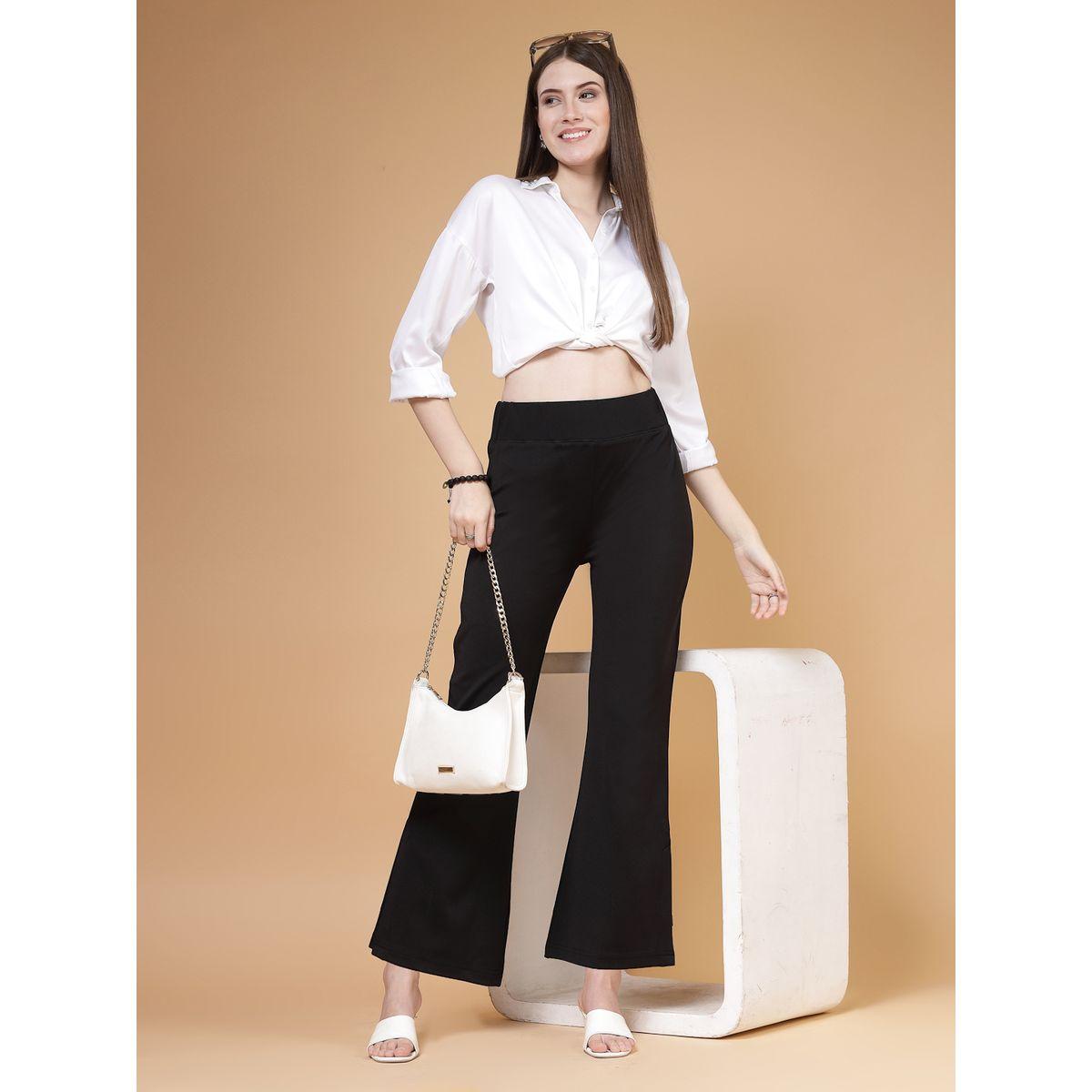 PAUSE Women Black Solid High-Rise Flared Pants-women-clothing-bottoms-trousers-image-6