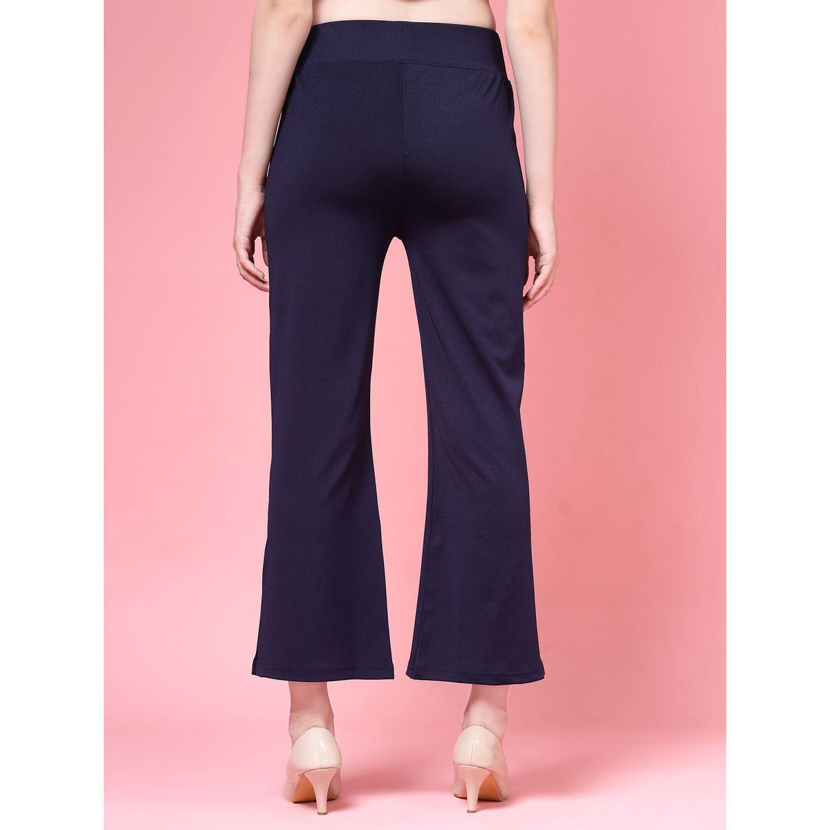 PAUSE Women Navy Blue Solid High-Rise Flared Pants-women-clothing-bottoms-trousers-image-4