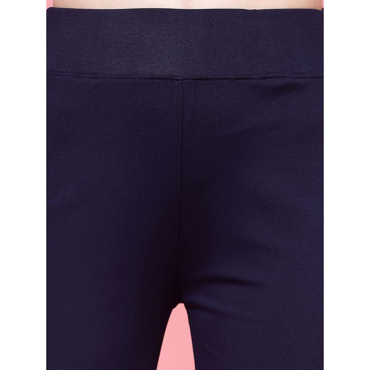 PAUSE Women Navy Blue Solid High-Rise Flared Pants-women-clothing-bottoms-trousers-image-5