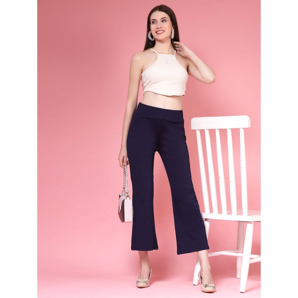 PAUSE Women Navy Blue Solid High-Rise Flared Pants-women-clothing-bottoms-trousers-image-6