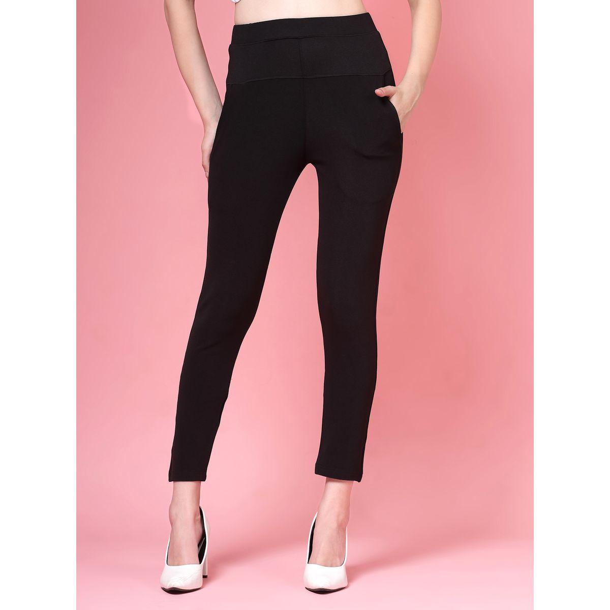 PAUSE Women Black Solid High-Rise Cropped Skinny Pants-women-clothing-bottoms-trousers-image-1