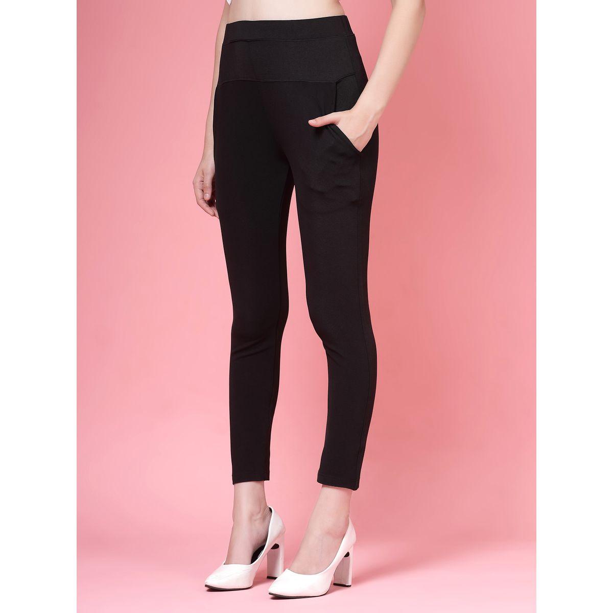 بنطال سكيني قصير سادة بخصر عالي-women-clothing-bottoms-trousers-image-2