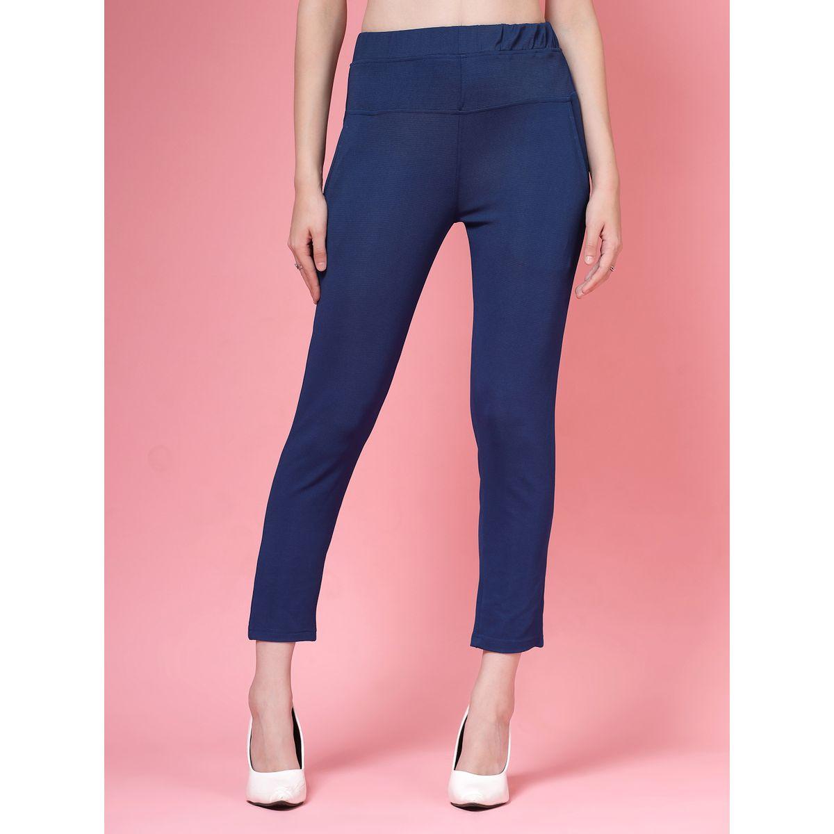 PAUSE Women Blue Solid High-Rise Cropped Skinny Pants-women-clothing-bottoms-trousers-image-1