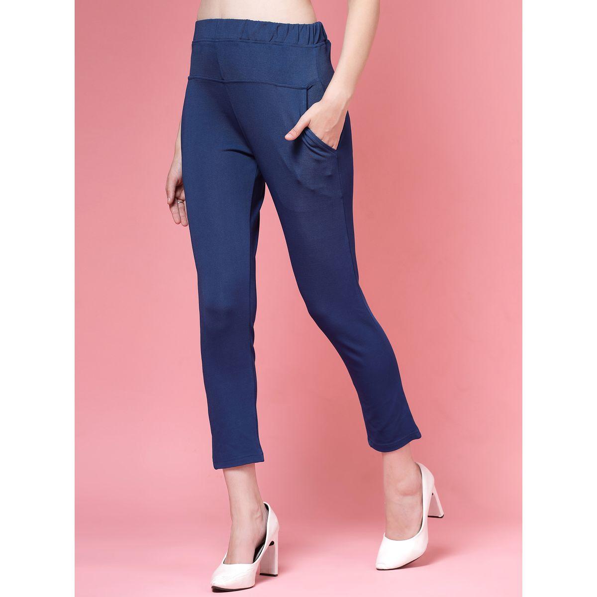 PAUSE Women Blue Solid High-Rise Cropped Skinny Pants-women-clothing-bottoms-trousers-image-2