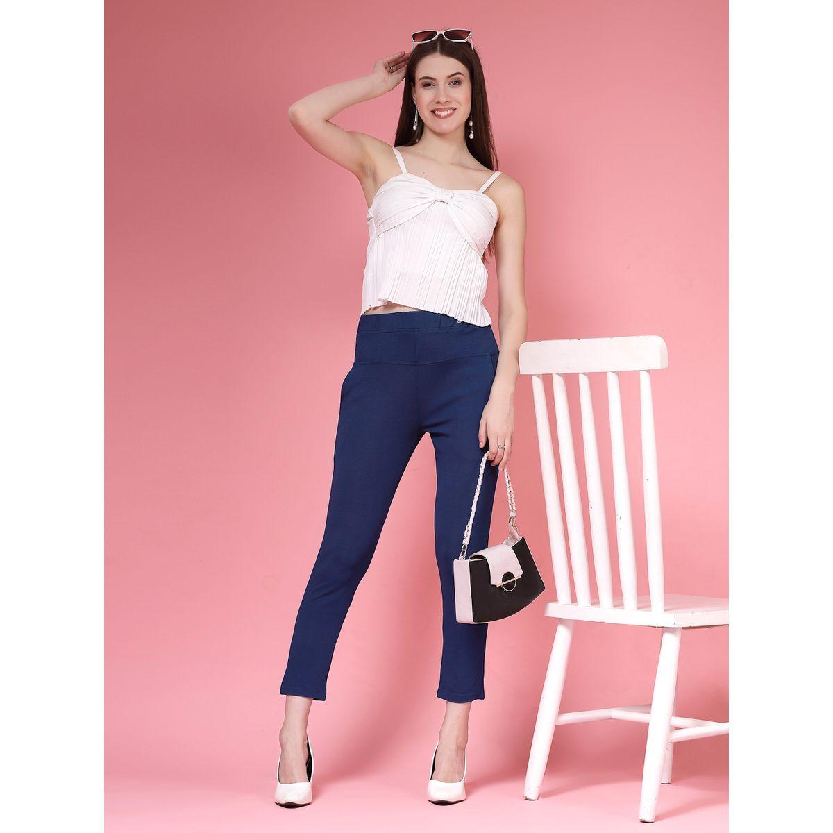 PAUSE Women Blue Solid High-Rise Cropped Skinny Pants-women-clothing-bottoms-trousers-image-6