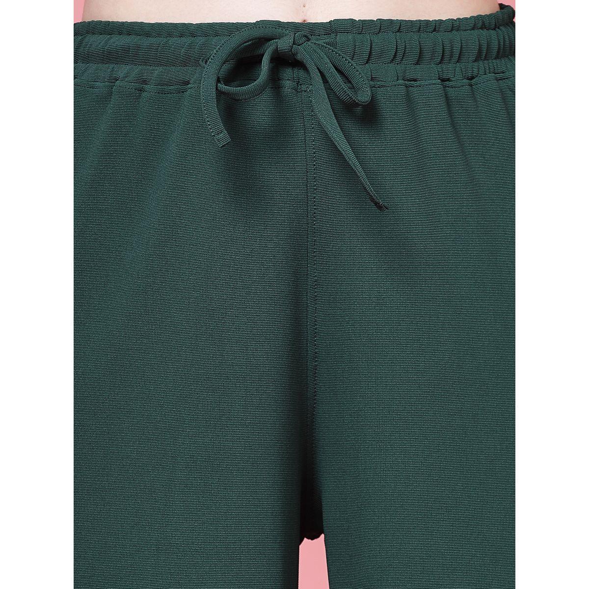 PAUSE Women Green Solid Drawstring Waist Wide Leg Pants-women-clothing-bottoms-trousers-image-5