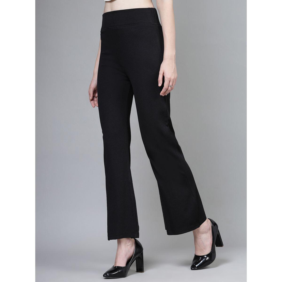 PAUSE Women Black Solid Wide Waistband Flared Pants-women-clothing-bottoms-trousers-image-2