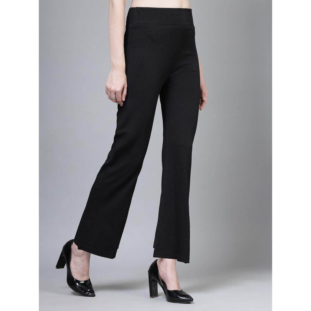 PAUSE Women Black Solid Wide Waistband Flared Pants-women-clothing-bottoms-trousers-image-3