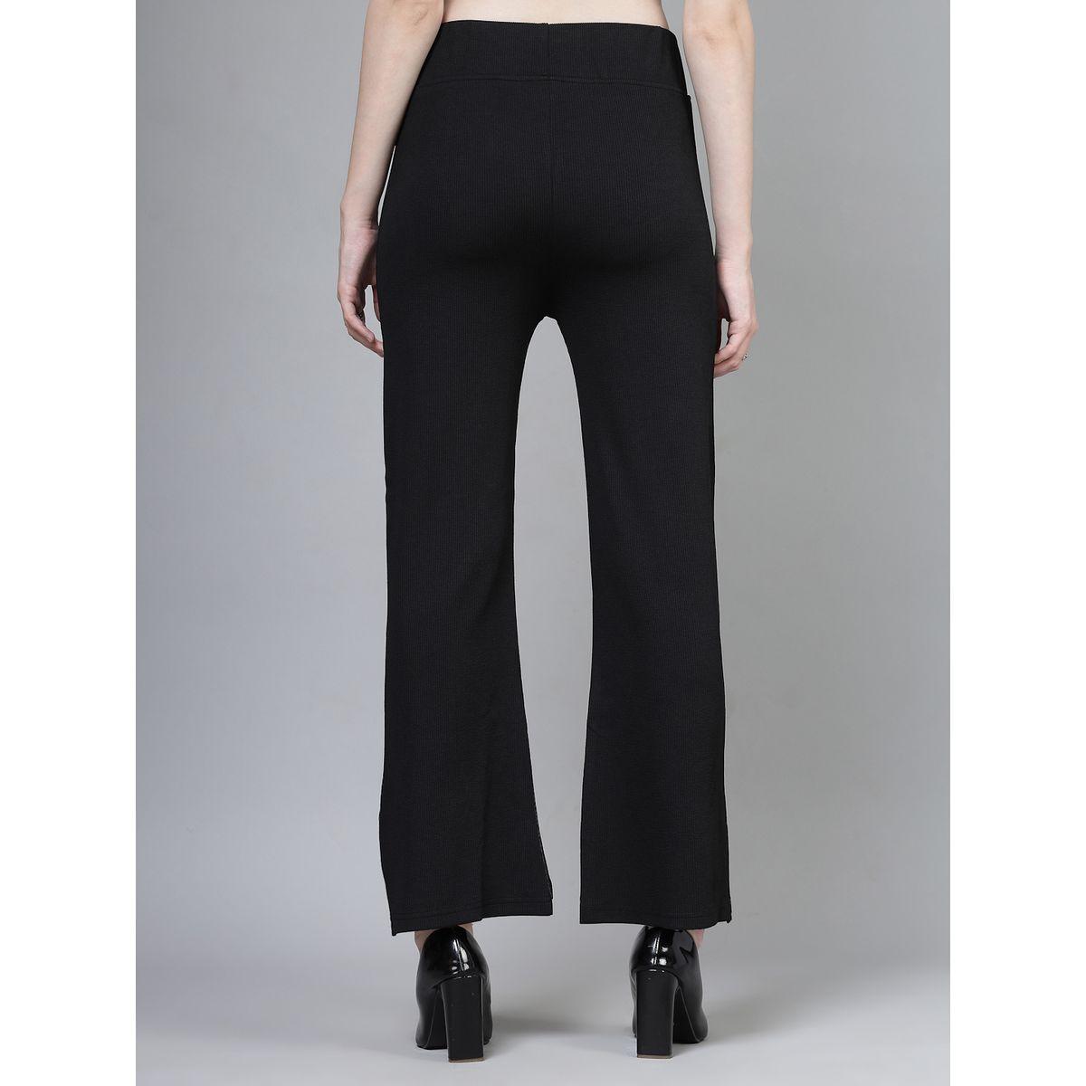 PAUSE Women Black Solid Wide Waistband Flared Pants-women-clothing-bottoms-trousers-image-4