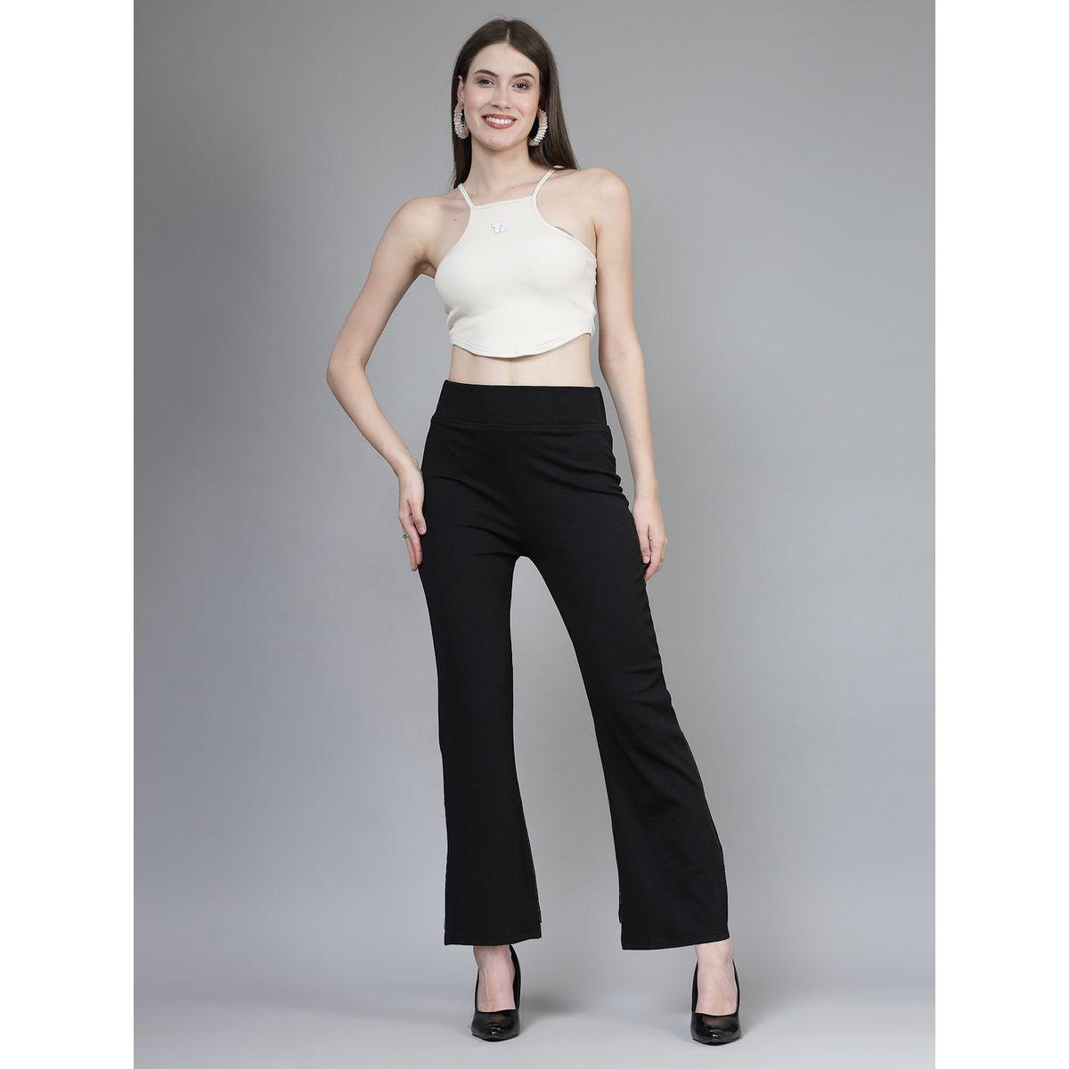 PAUSE Women Black Solid Wide Waistband Flared Pants-women-clothing-bottoms-trousers-image-6