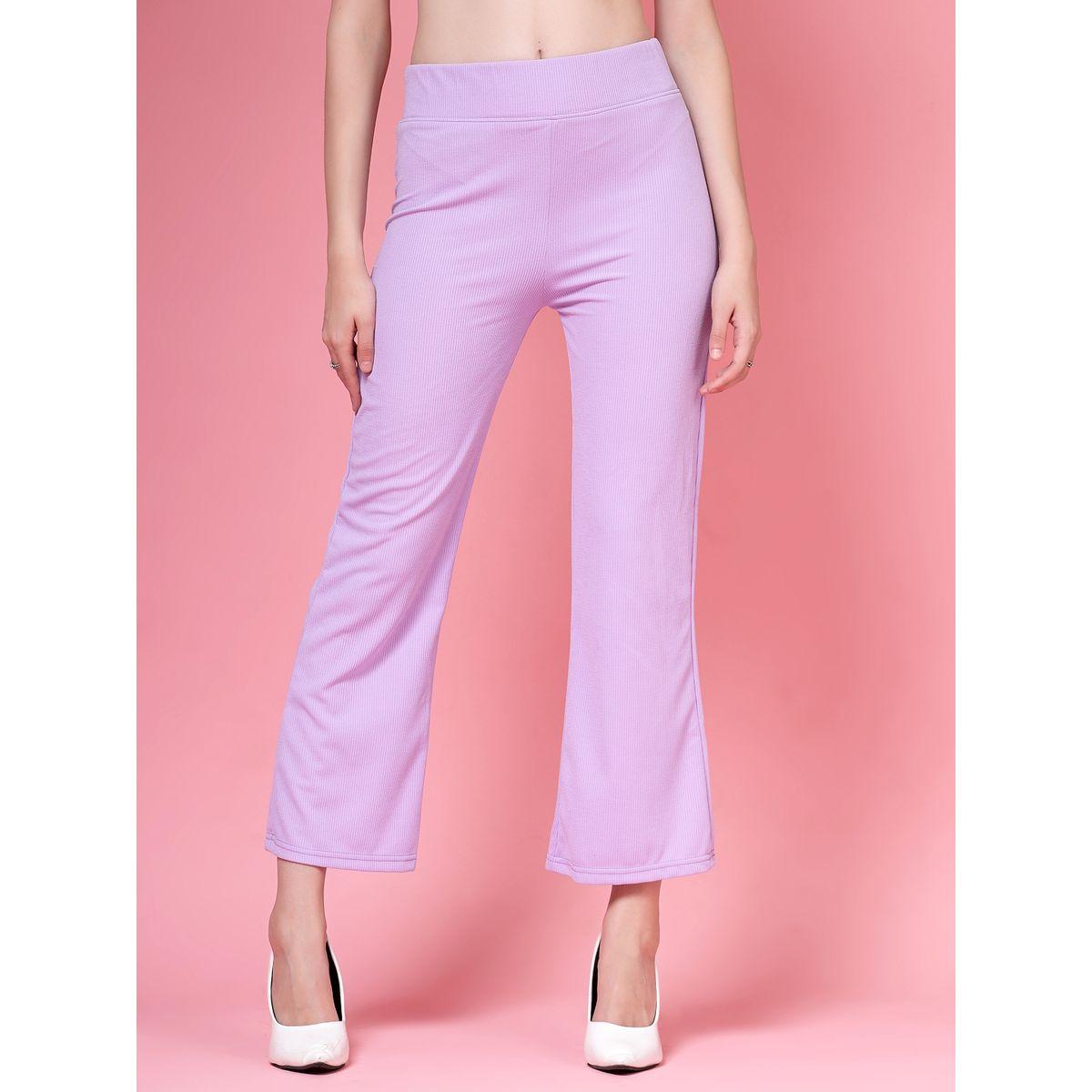 PAUSE Women Purple Solid Wide Waistband Flared Pants-women-clothing-bottoms-trousers-image-1