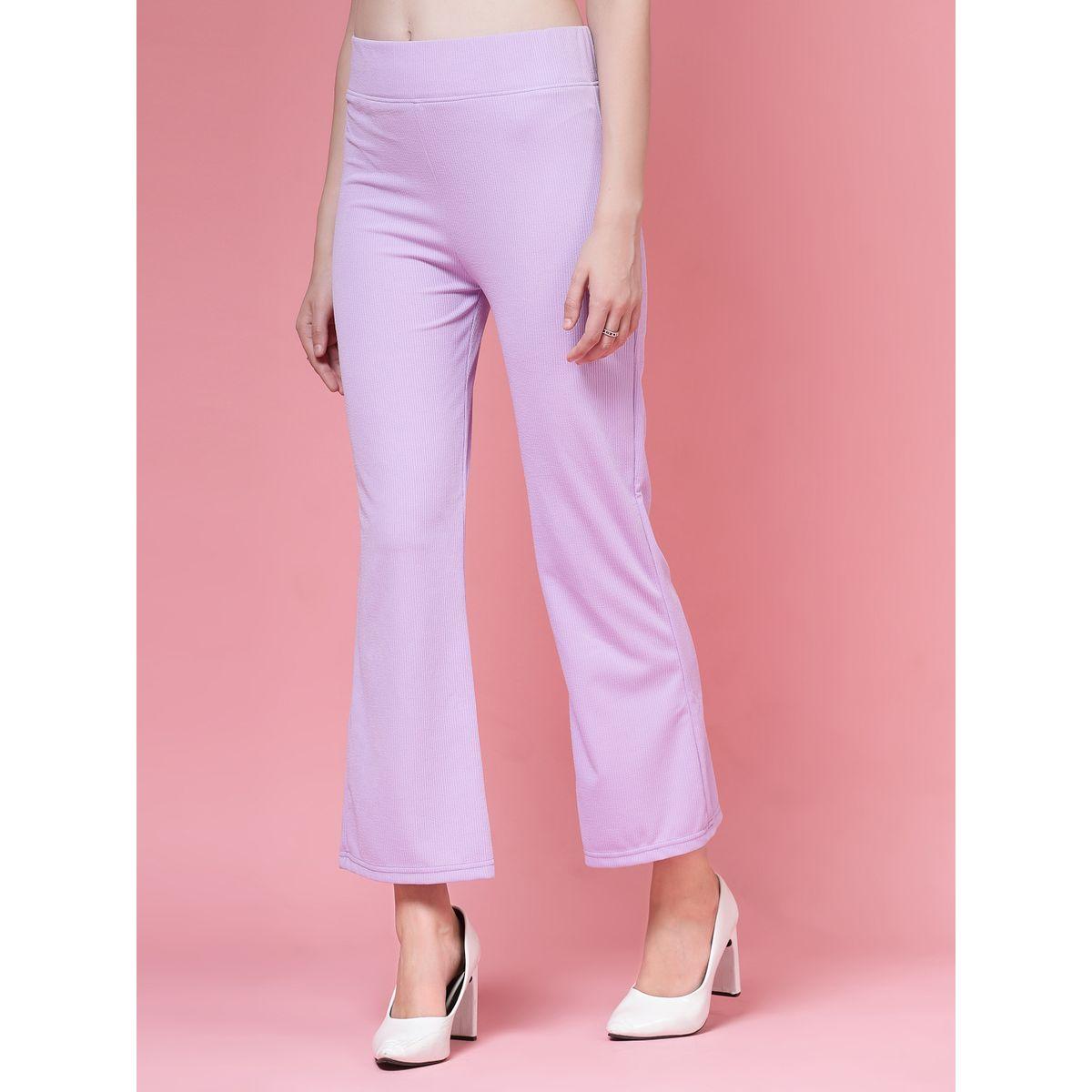 PAUSE Women Purple Solid Wide Waistband Flared Pants-women-clothing-bottoms-trousers-image-2