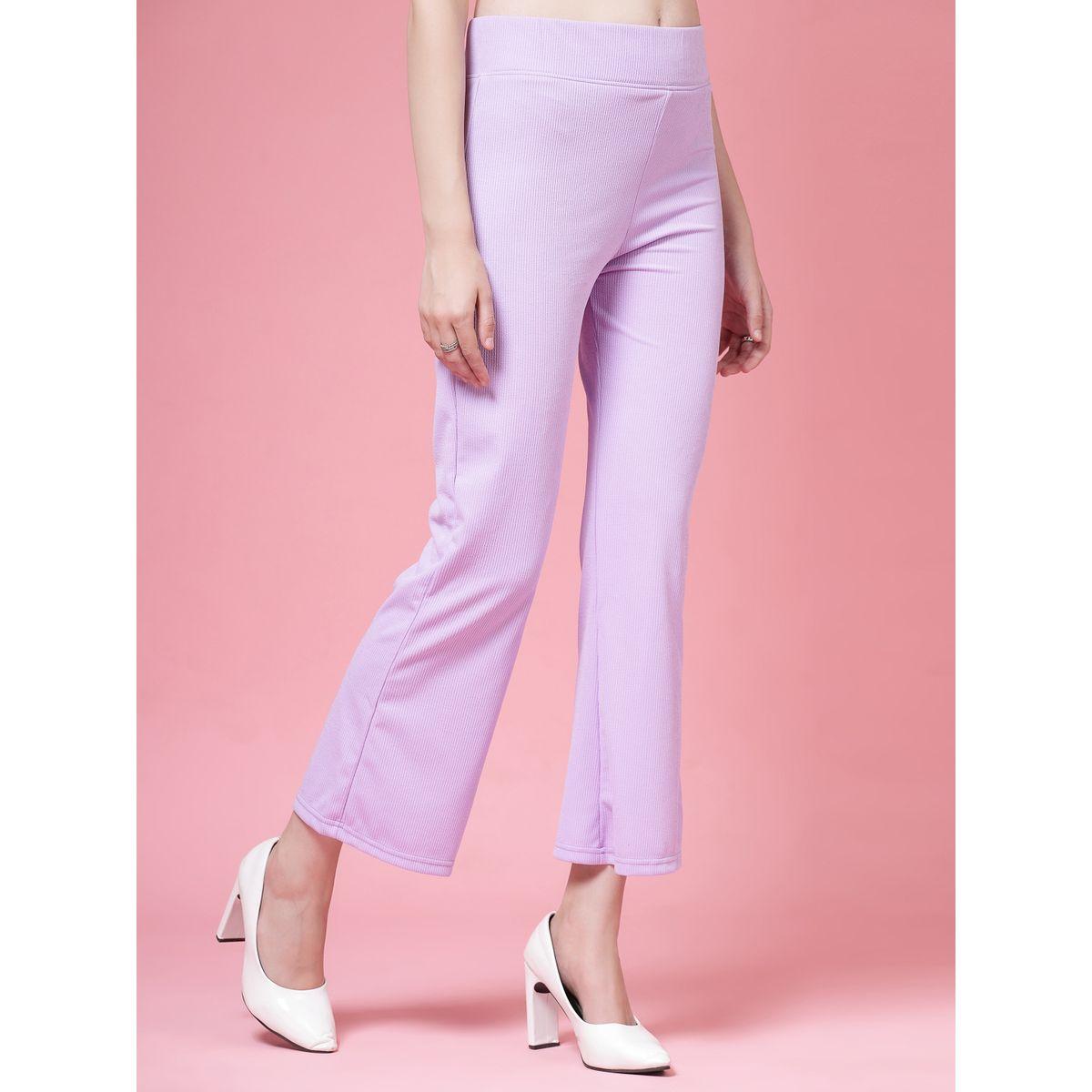 PAUSE Women Purple Solid Wide Waistband Flared Pants-women-clothing-bottoms-trousers-image-3