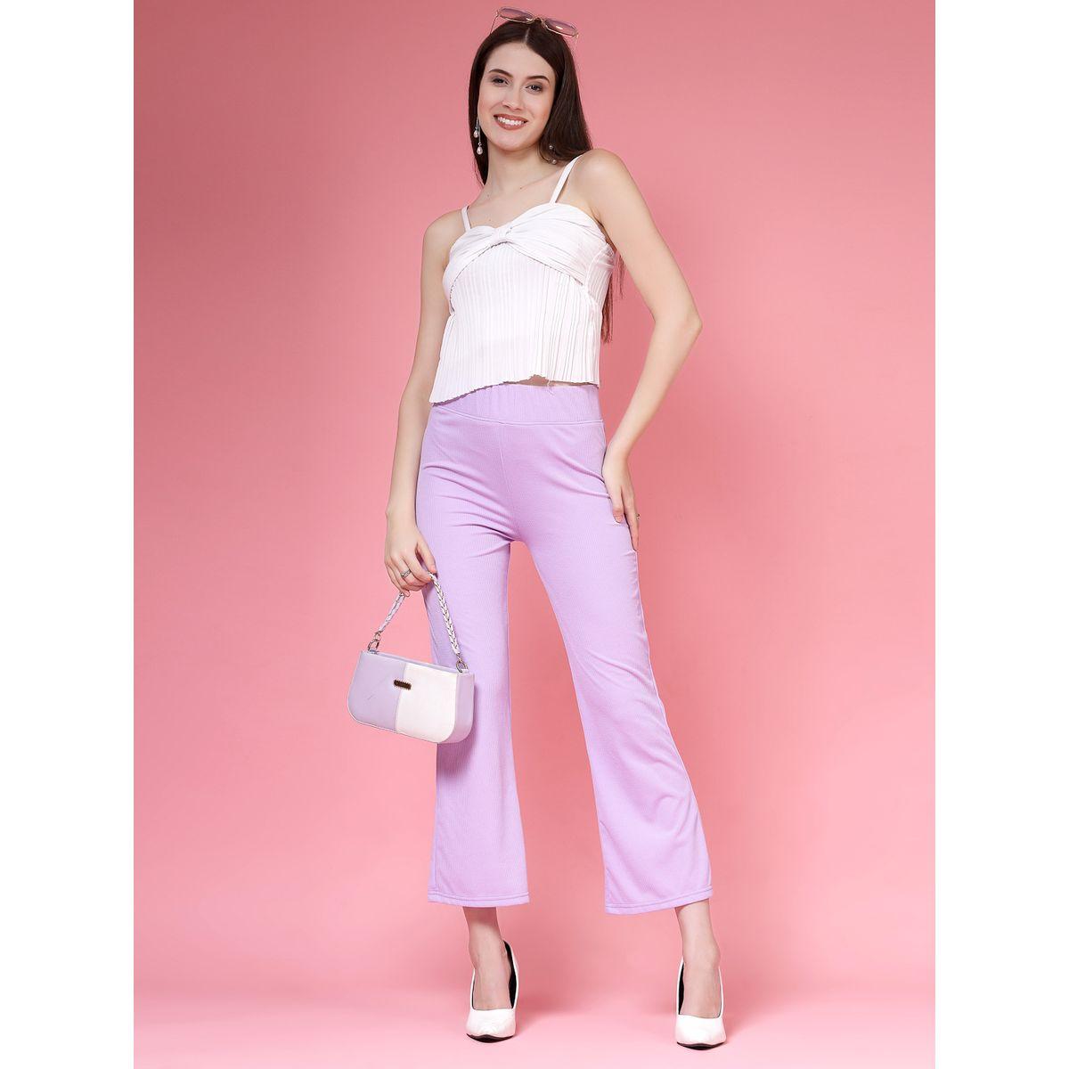 PAUSE Women Purple Solid Wide Waistband Flared Pants-women-clothing-bottoms-trousers-image-6
