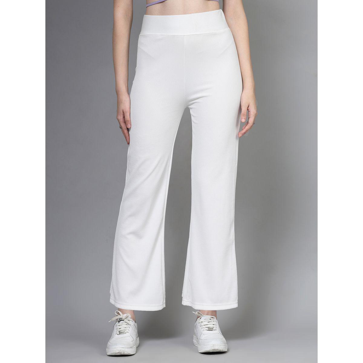 PAUSE Women White Solid Wide Waistband Flared Pants-women-clothing-bottoms-trousers-image-1