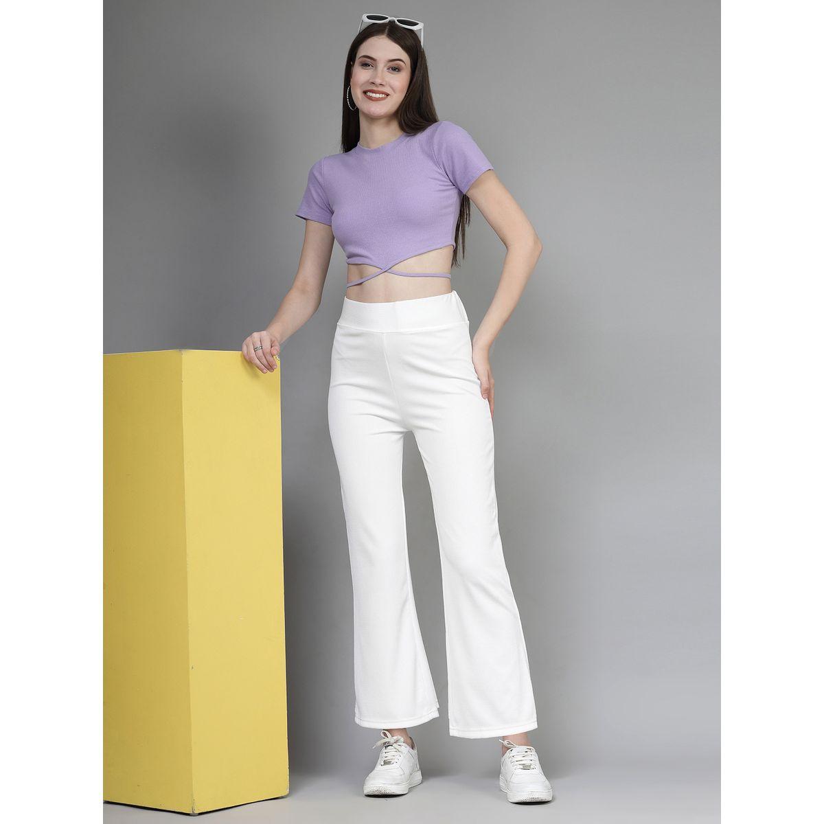 PAUSE Women White Solid Wide Waistband Flared Pants-women-clothing-bottoms-trousers-image-6
