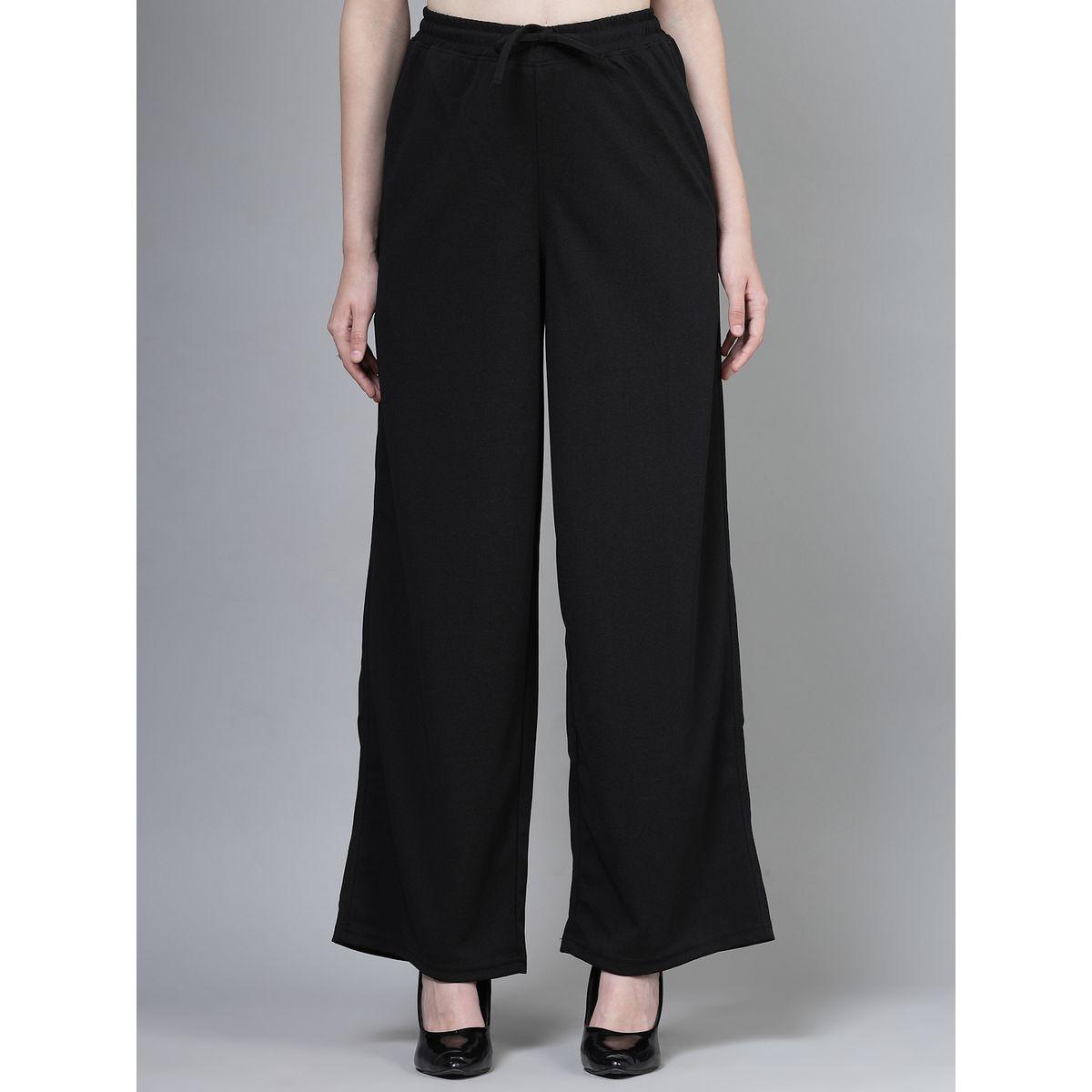 بنطال سادة بأرجل واسعة ورباط خصر-women-clothing-bottoms-trousers-image-6