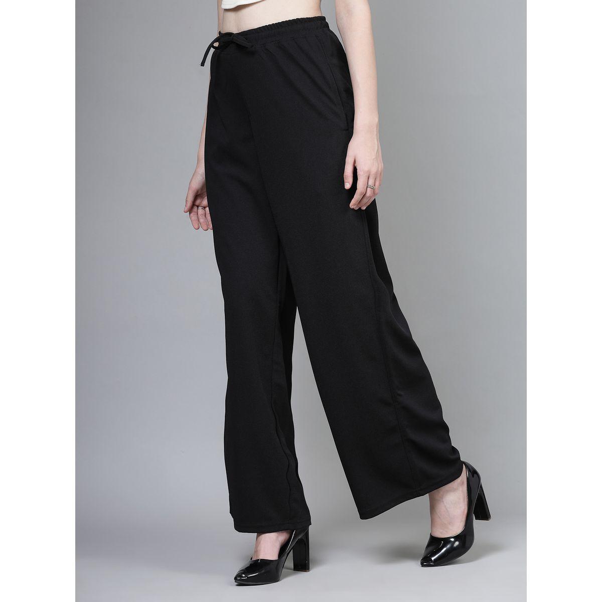 بنطال سادة بأرجل واسعة ورباط خصر-women-clothing-bottoms-trousers-image-5