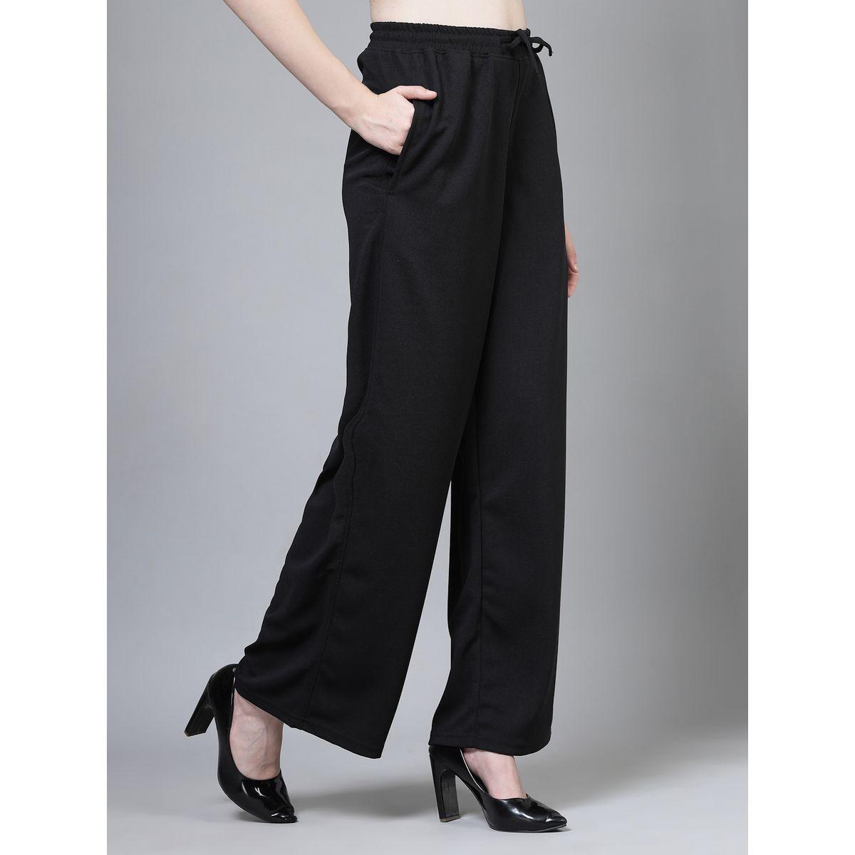 بنطال سادة بأرجل واسعة ورباط خصر-women-clothing-bottoms-trousers-image-4