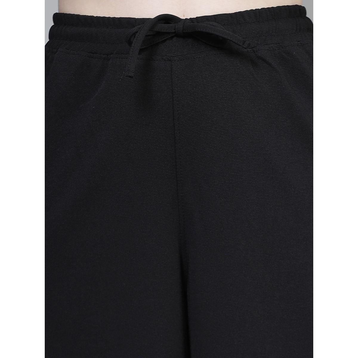 PAUSE Women Black Solid Drawstring Waist Wide Leg Pants-women-clothing-bottoms-trousers-image-5