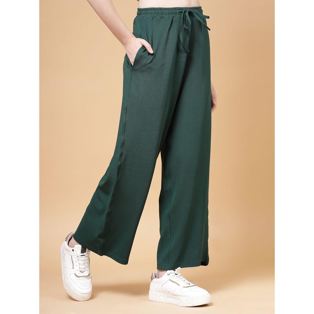 بنطال سادة بأرجل واسعة ورباط خصر-women-clothing-bottoms-trousers-image-3