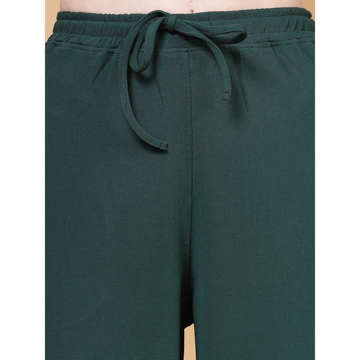 PAUSE Women Green Solid Drawstring Waist Wide Leg Pants-women-clothing-bottoms-trousers-image-5