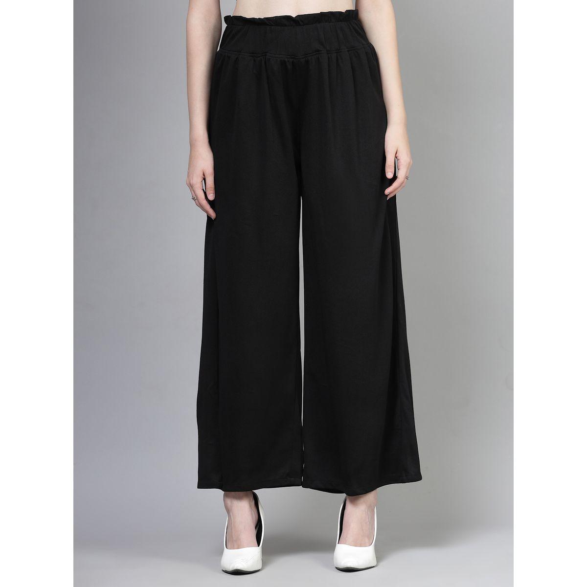 PAUSE Women Black Solid High-Rise Wide-Leg Pants-women-clothing-bottoms-trousers-image-1