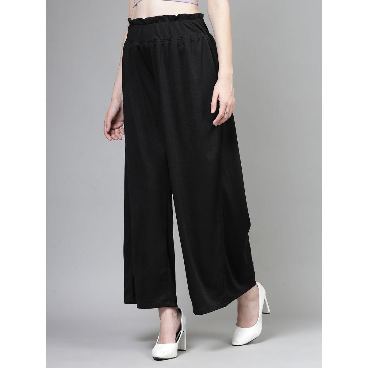 PAUSE Women Black Solid High-Rise Wide-Leg Pants-women-clothing-bottoms-trousers-image-2