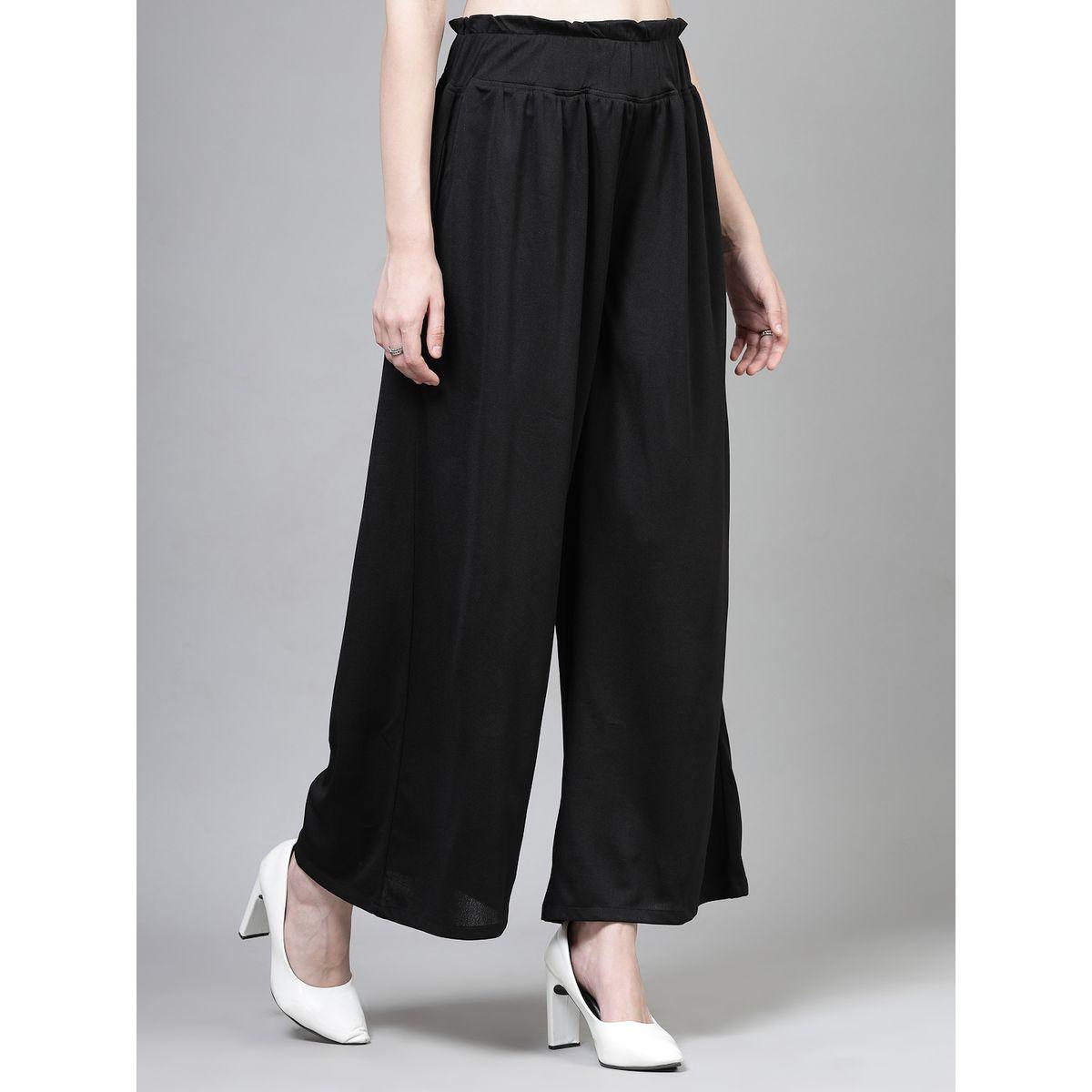 PAUSE Women Black Solid High-Rise Wide-Leg Pants-women-clothing-bottoms-trousers-image-3