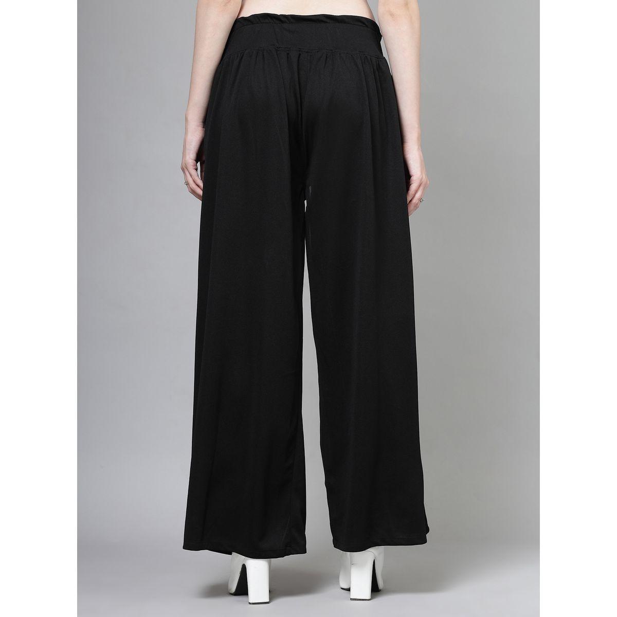PAUSE Women Black Solid High-Rise Wide-Leg Pants-women-clothing-bottoms-trousers-image-4