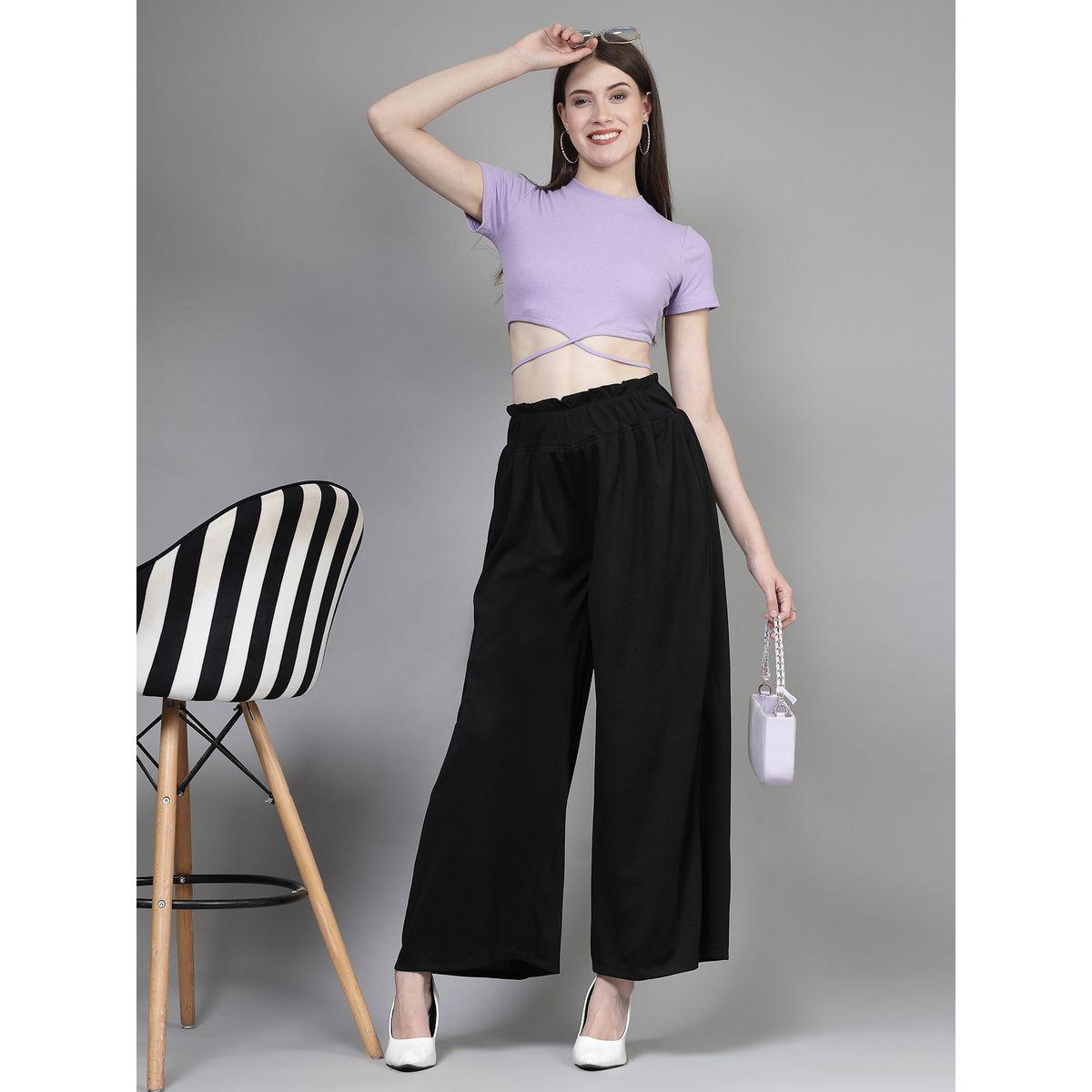 PAUSE Women Black Solid High-Rise Wide-Leg Pants-women-clothing-bottoms-trousers-image-6