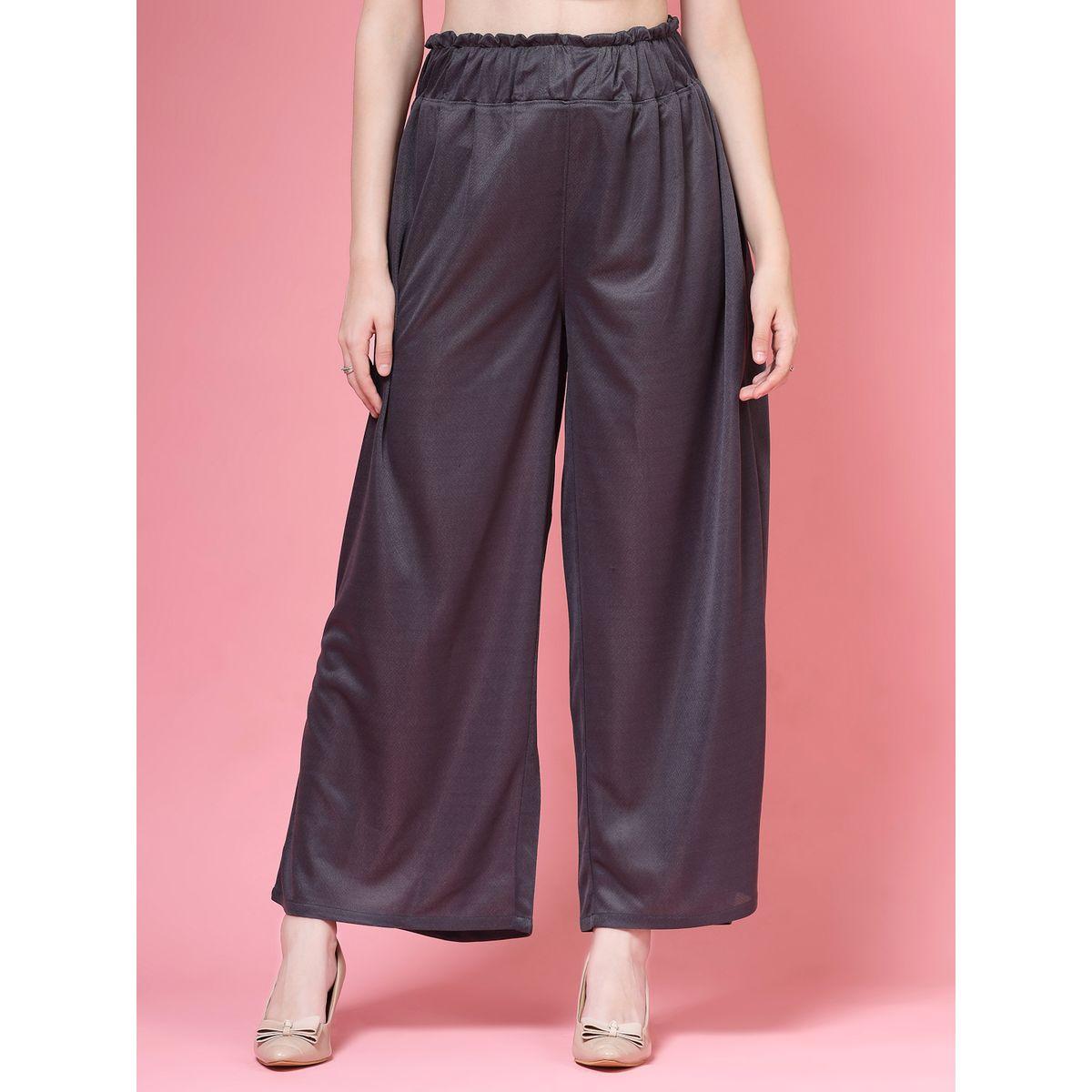 PAUSE Women Grey Solid High-Rise Wide-Leg Pants-women-clothing-bottoms-trousers-image-1