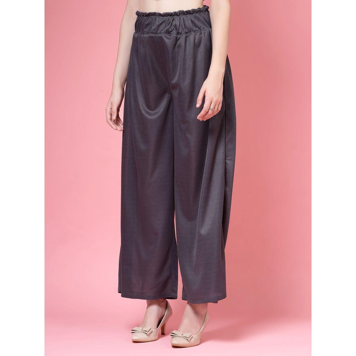 PAUSE Women Grey Solid High-Rise Wide-Leg Pants-women-clothing-bottoms-trousers-image-2