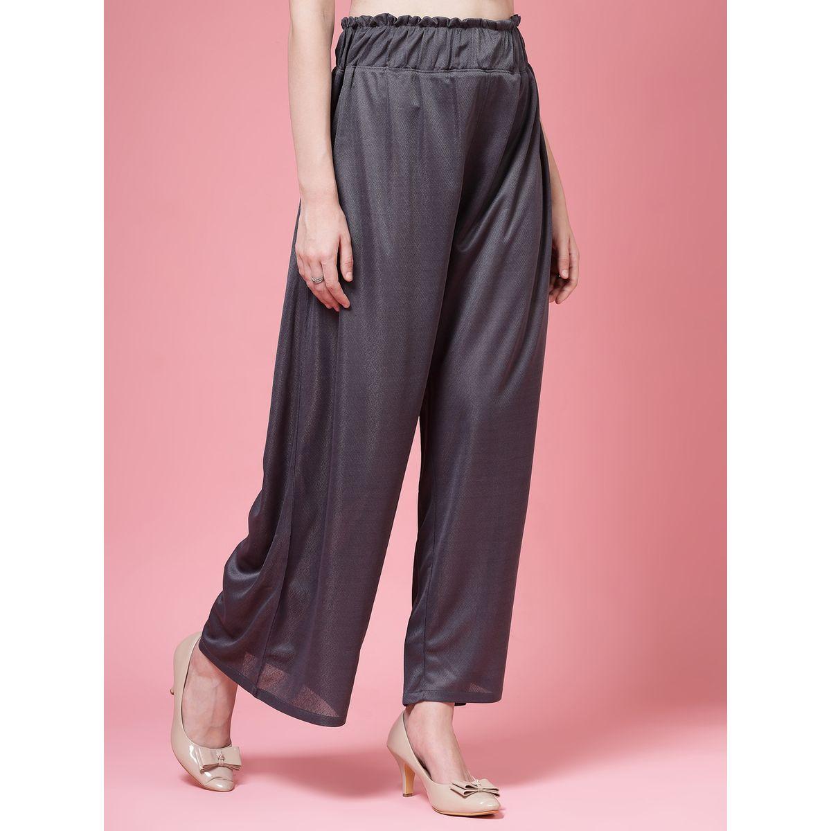 PAUSE Women Grey Solid High-Rise Wide-Leg Pants-women-clothing-bottoms-trousers-image-3
