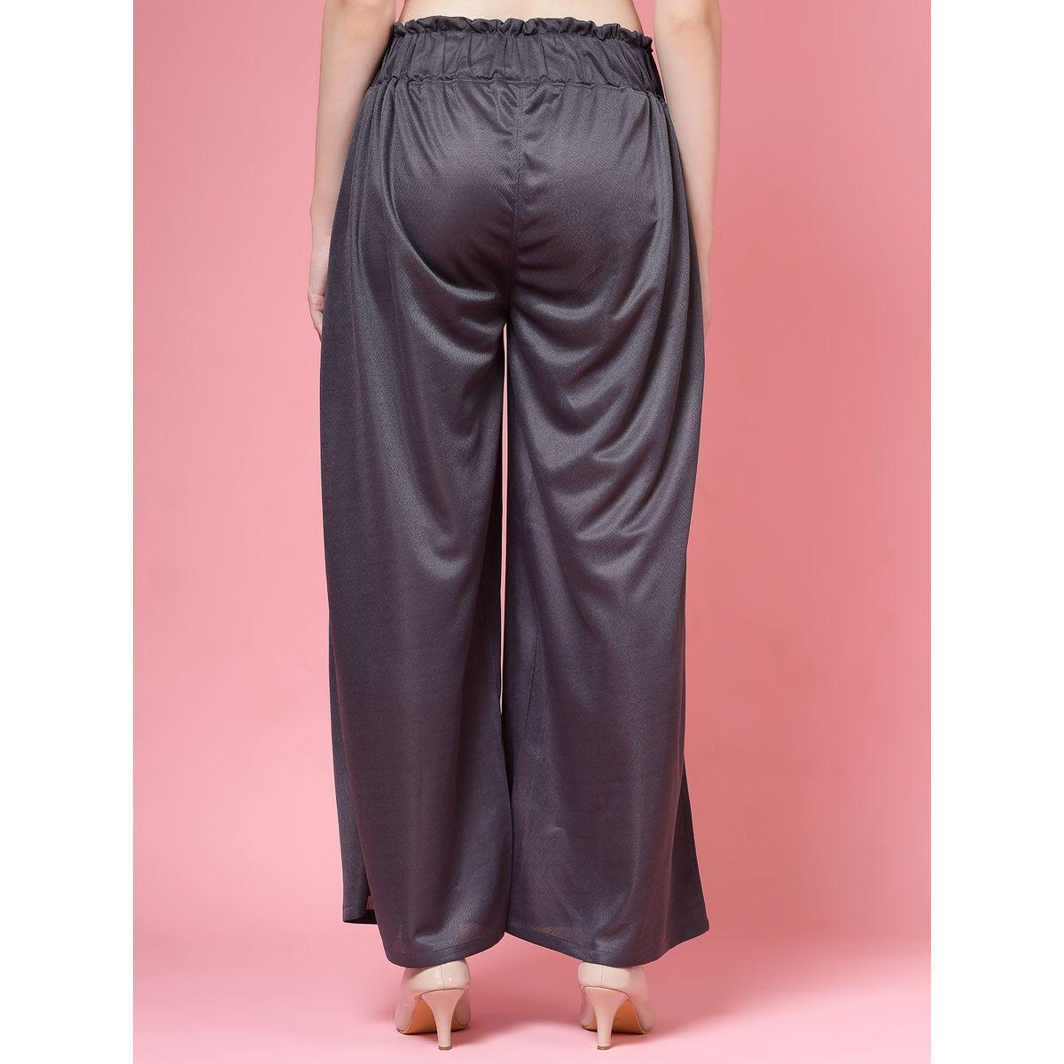 PAUSE Women Grey Solid High-Rise Wide-Leg Pants-women-clothing-bottoms-trousers-image-4