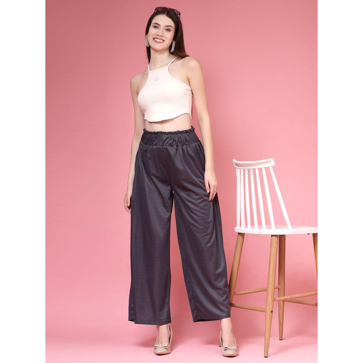 PAUSE Women Grey Solid High-Rise Wide-Leg Pants-women-clothing-bottoms-trousers-image-6