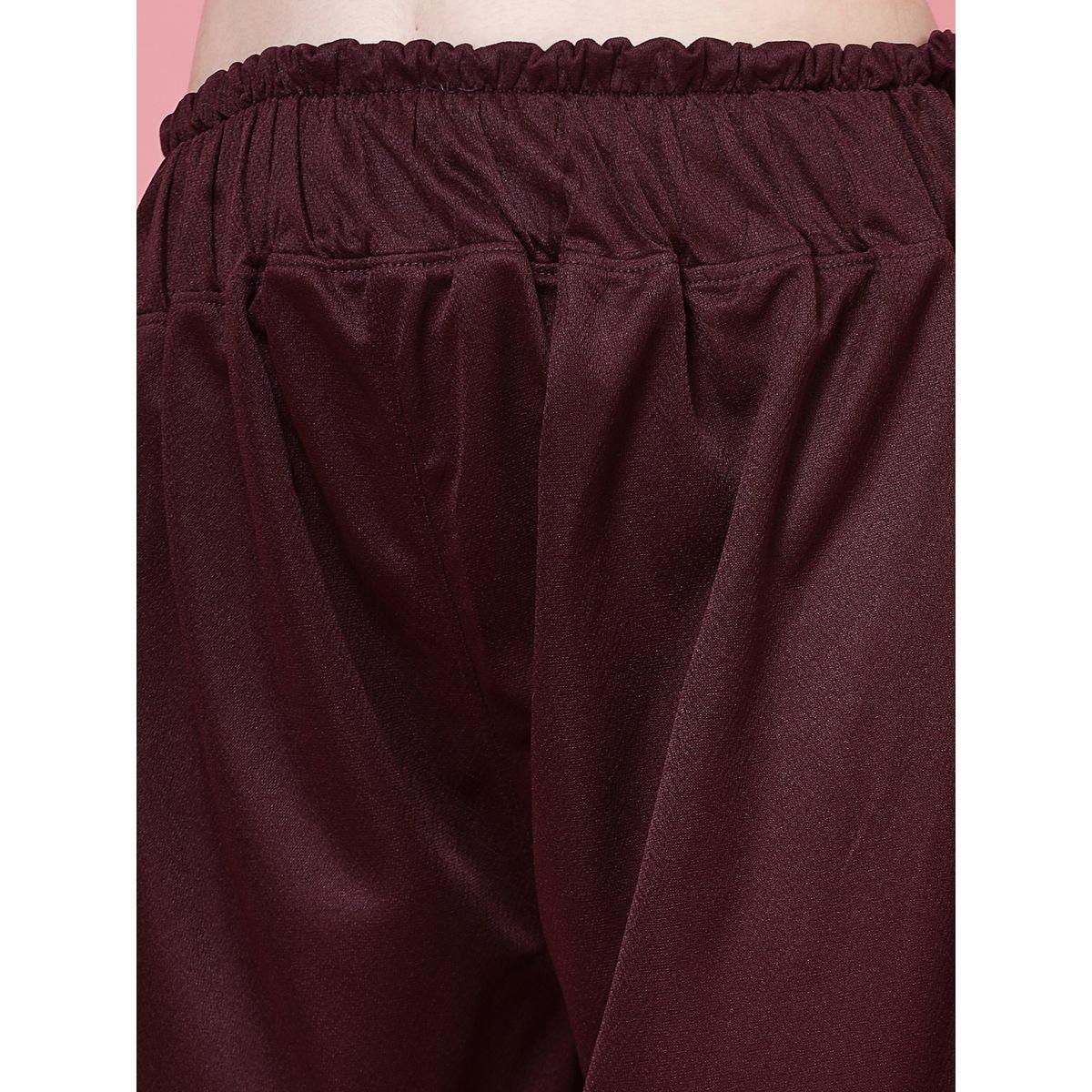 PAUSE Women Maroon Solid High-Rise Wide-Leg Pants-women-clothing-bottoms-trousers-image-5