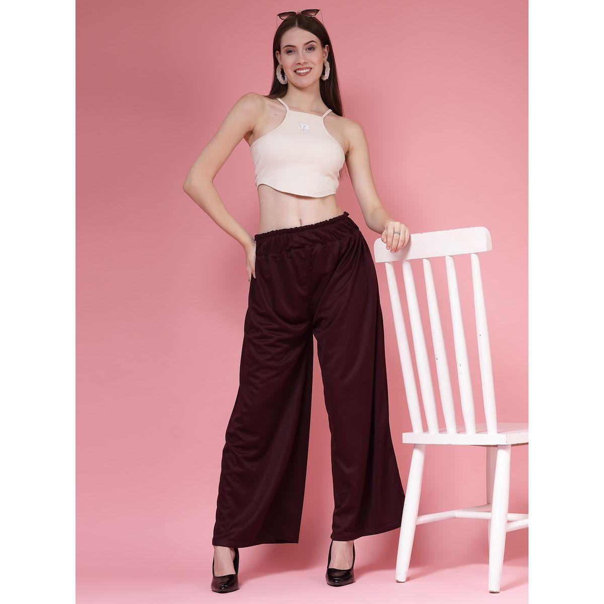 PAUSE Women Maroon Solid High-Rise Wide-Leg Pants-women-clothing-bottoms-trousers-image-6