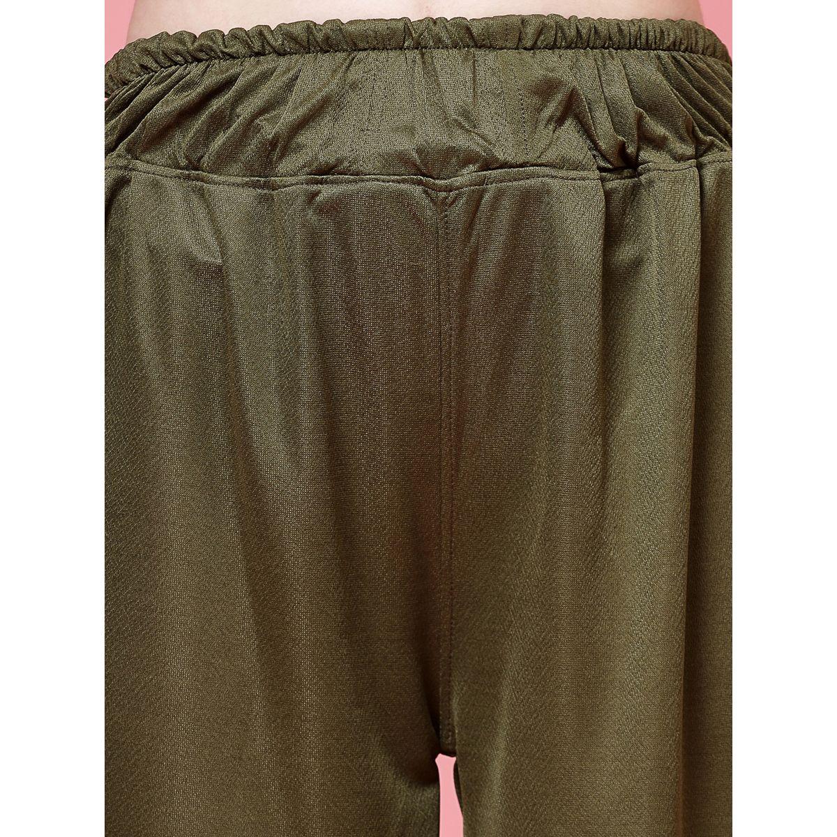PAUSE Women Olive Solid High Rise Wide Leg Pants-women-clothing-bottoms-trousers-image-5