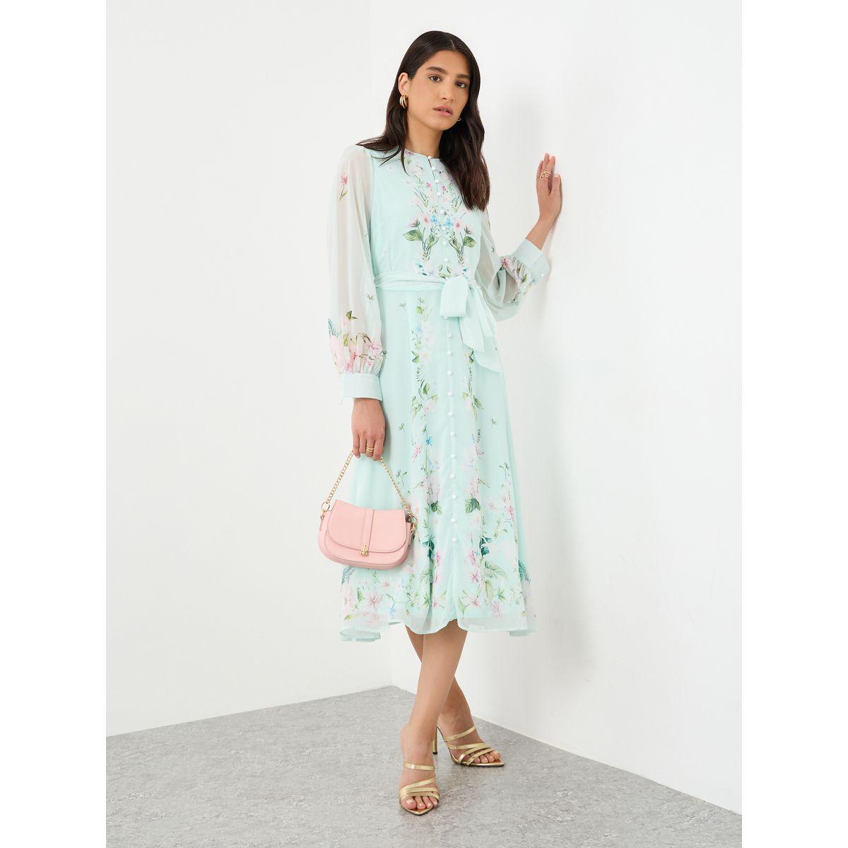 Styli Floral Print Midi Dress with Tie-Belt-women-clothing-dresses-image-1