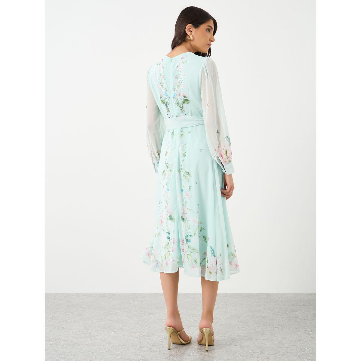Styli Floral Print Midi Dress with Tie-Belt-women-clothing-dresses-image-5